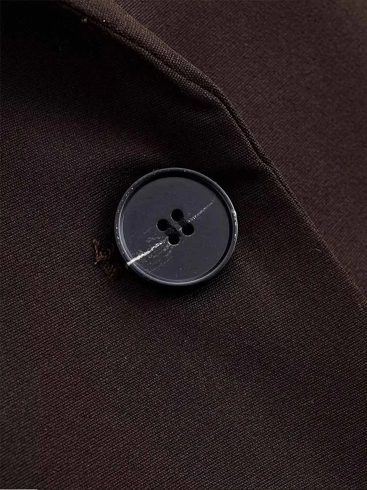 Jaket setelan wanita bergaya Eropa dan Amerika, model baru musim dingin, simpel dan serbaguna, kancing tunggal, lengan panjang