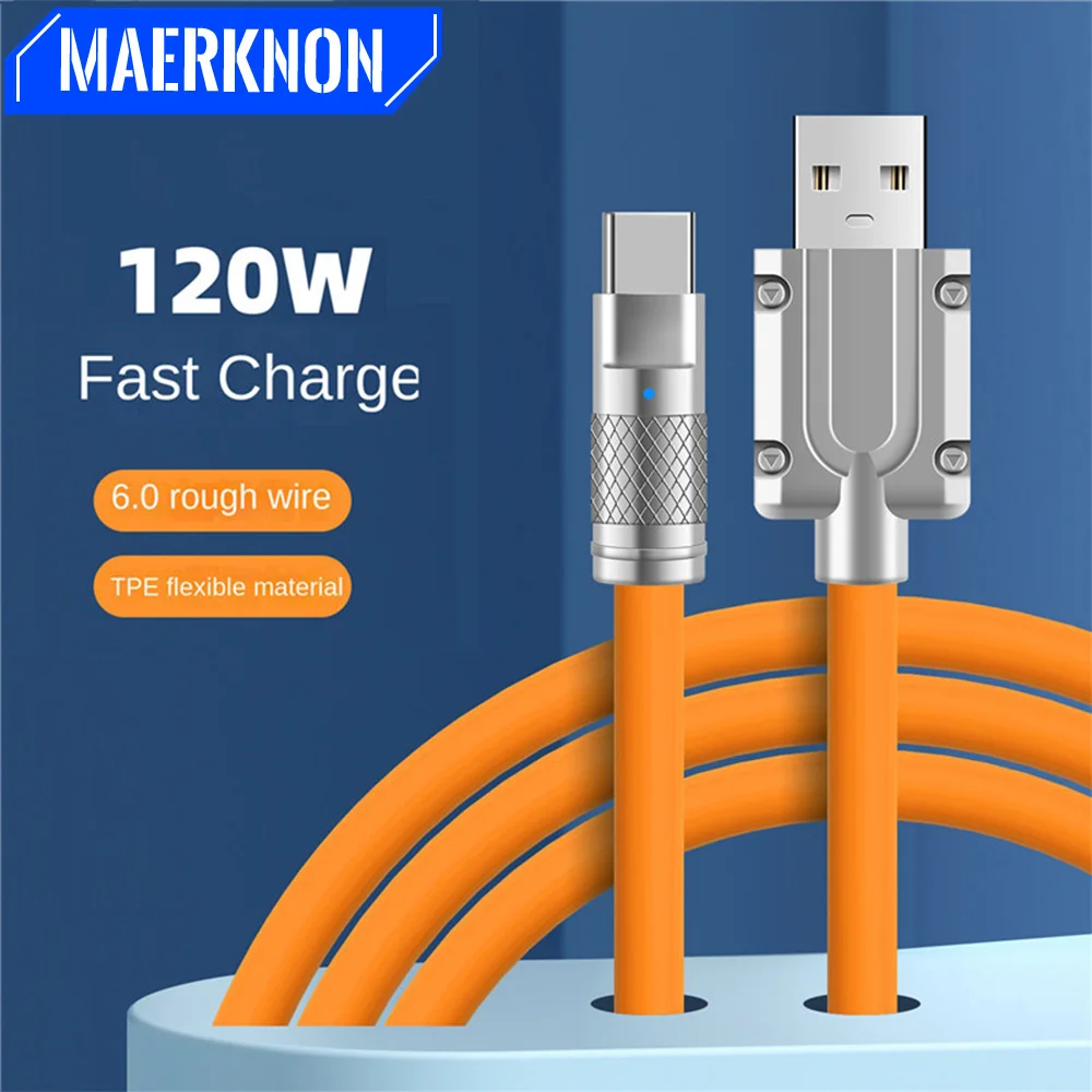 120W Super Fast Charging Cable USB Type C Liquid Silicone Cable Quick Charge USB Cable For Xiaomi Huawei Samsung USB C Cable