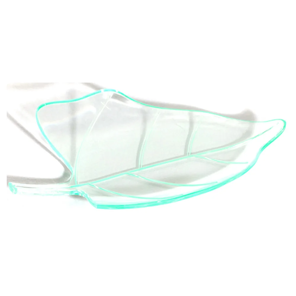 Vaisselle jetable pour fête de mariage, fournitures de fête, assiette à Dessert Mini feuille verte transparente 90x60mm, 20 pièces