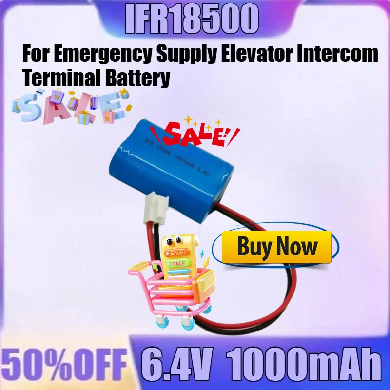 1000mAh6.4VFor Noodvoorziening Lift Intercom Terminal Batterij Nieuwe IFR18500 1000mAh 6.4V Lithium-ijzerfosfaat Batterij