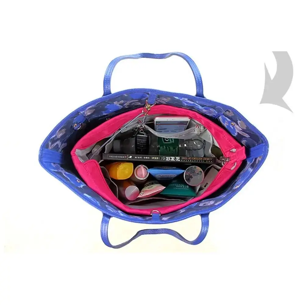 Vintage Cosmetic Organizer Insert Bag Storage Bags with Zipper Multi-Pocket Handbag Solid Color Multifunctional Inner Bag Women