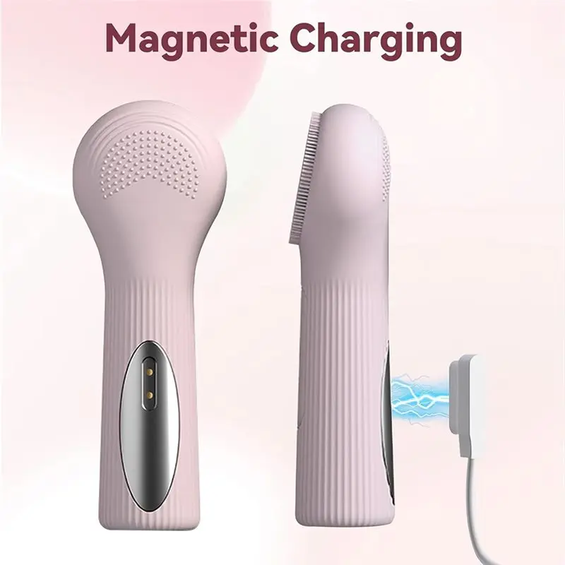 A98G-Wasserdichte elektrische Gesichtsreinigungsbürste mit Wärmemassage, 2-in-1-Silikon-Gesichtspeeling für Frauen