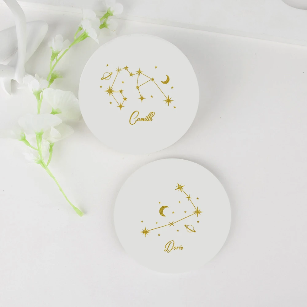 Star Sign Constellation Jewelry Display Ceramic Coaster  Trinket Trays Name Coaster Christmas New Year Wedding Favors for Guest