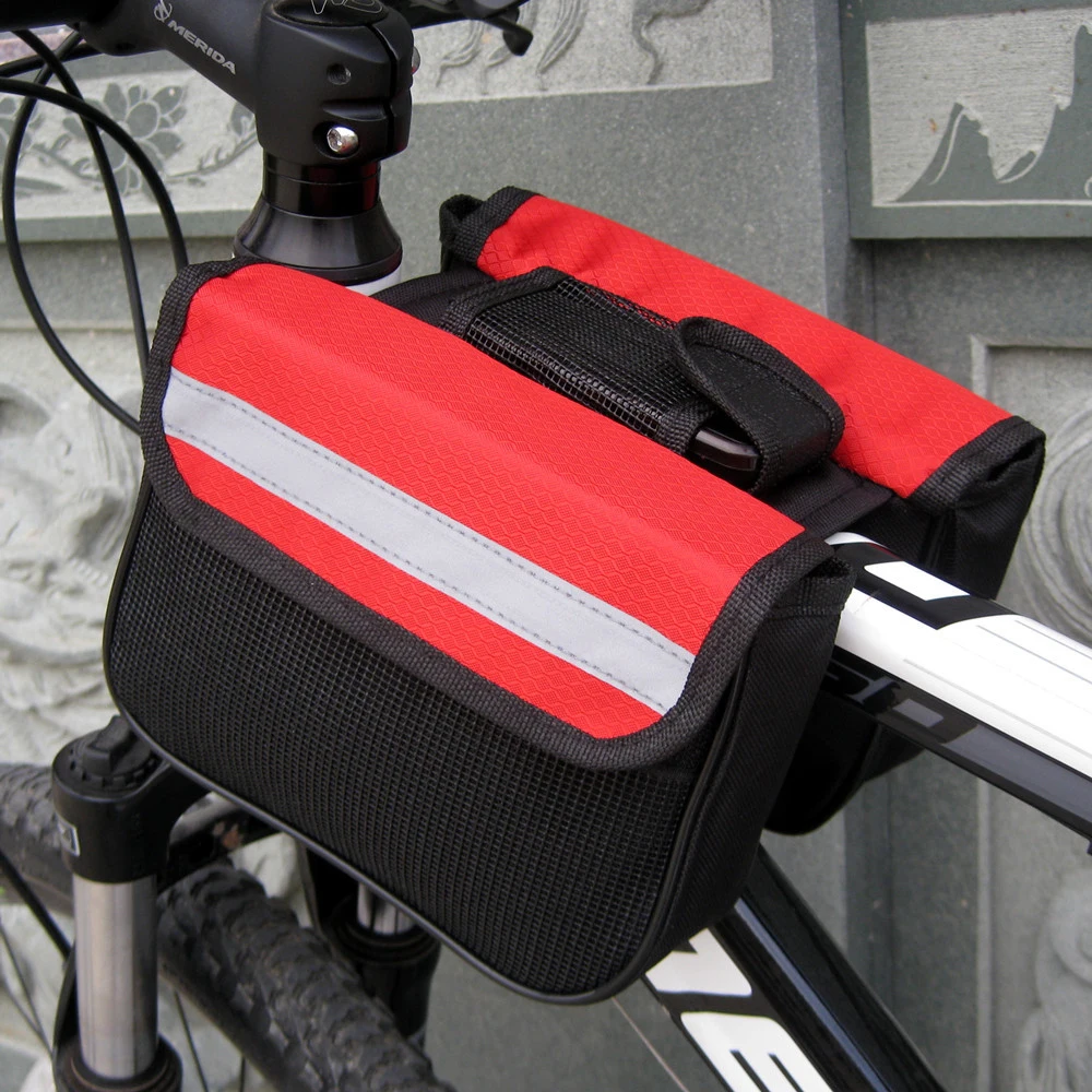 1Pcs Cycling Side Bags, Bike Cycling Frame Saddle Front Tube Bag Double Side Pouch Black,Bike Rack Carrier Saddle Bag Bike Acces