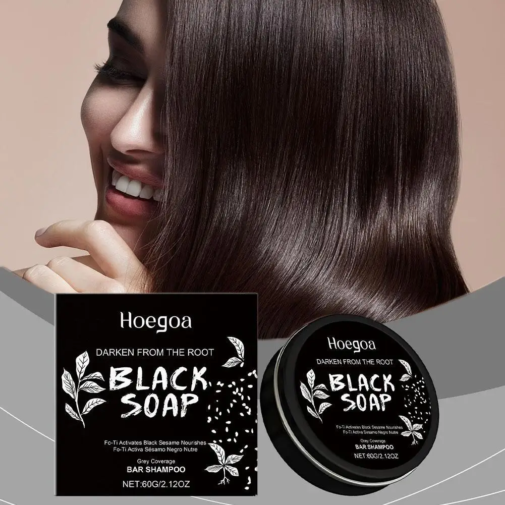 

55g Shampoo Soap Bar Repair Gray White Hair Color Treatment Smoothing Nourishing Anti Dandruff Natural Hair Darkening Soap
