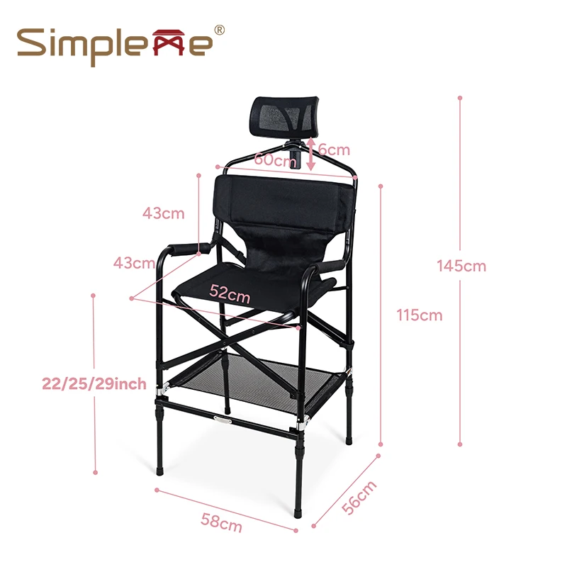 Simpleme Adjustable Lightwehti 4.5kgs Makeup Artist Chair