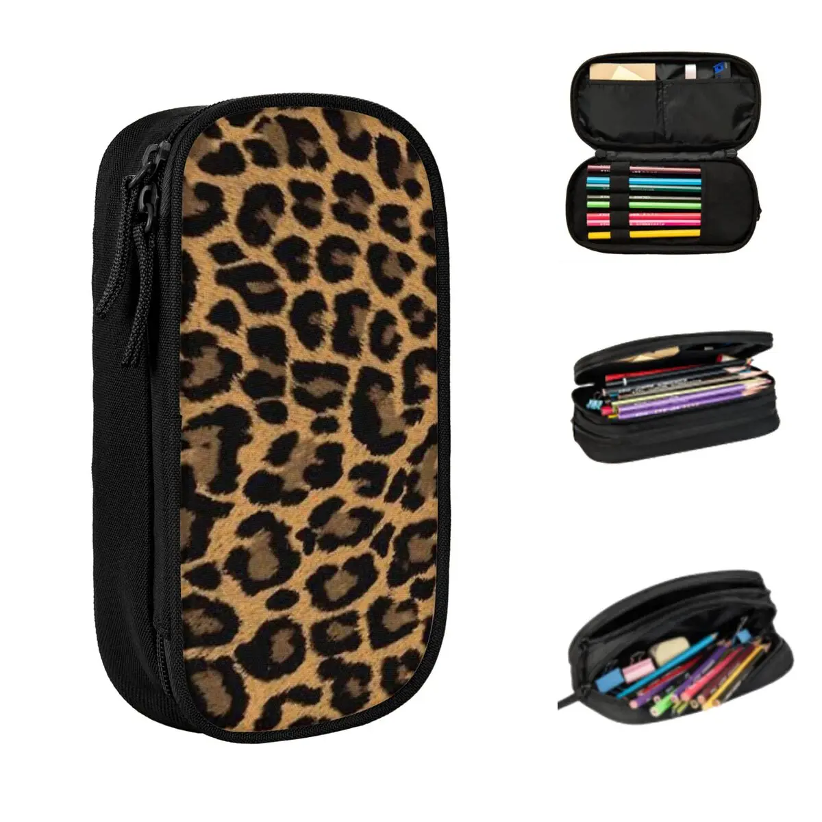 Wild Leopard Skin Pattern Pencil Cases Big Capacity Pen Bags Pen Box Pencil Pouch For Boys Girls Students Stationery Office