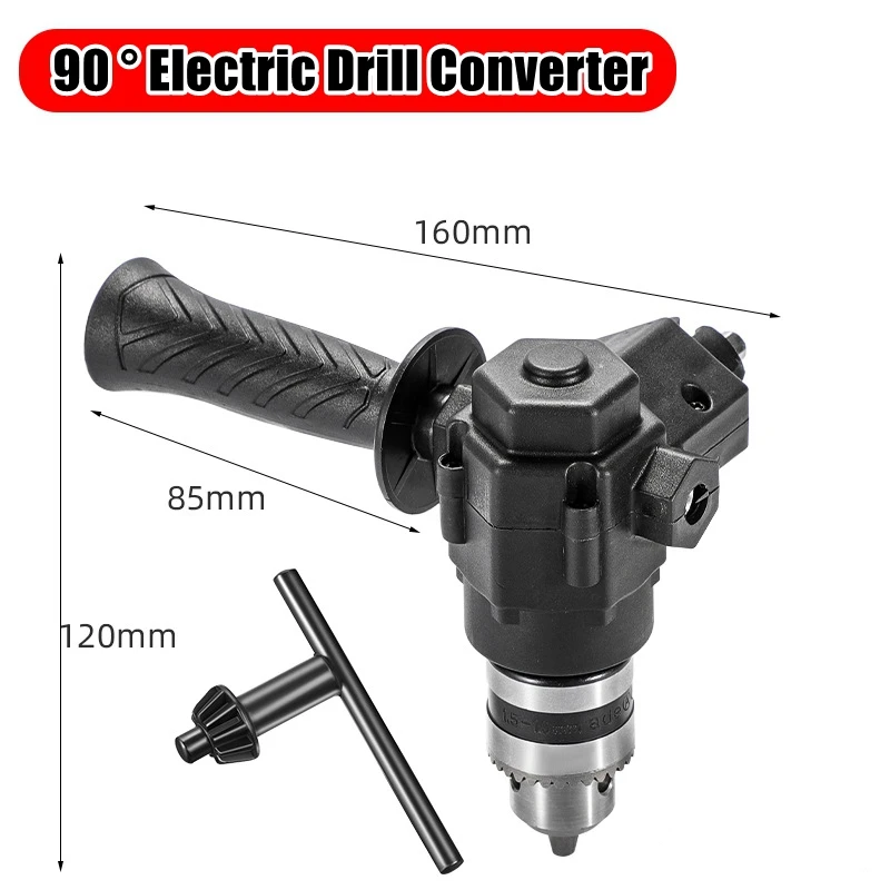 90° Three Jaw Chuck Corner Impact Drill Adapter Right Angle Bend Extension Chuck Drill Adapter Right Angle Converter Accessory - view 3