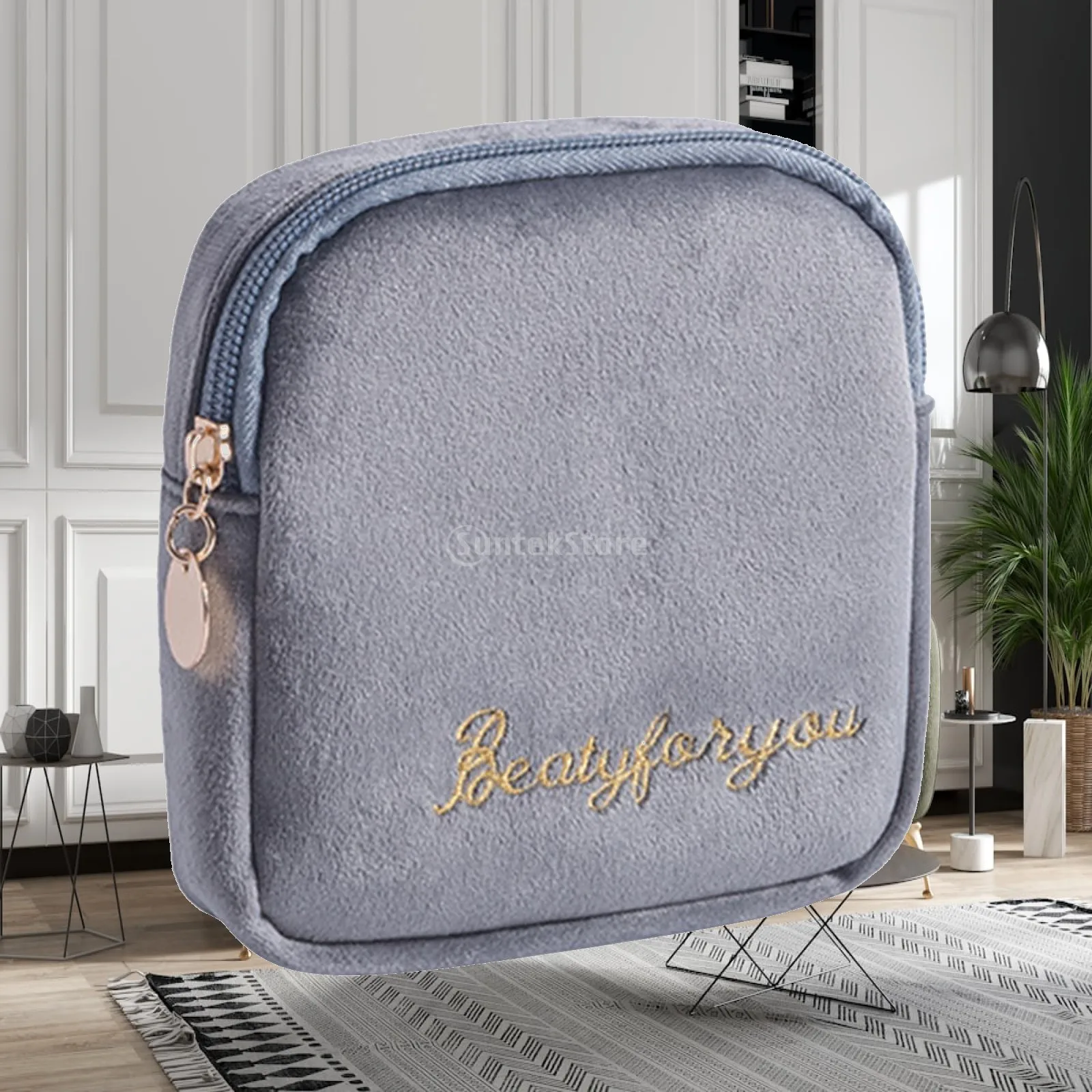Reusable Sanitary Pad Storage Bag Portable Period Pouch Flocking Women Sanitary Bag for Ladies Cloth Pads Menstrual Cup Holder