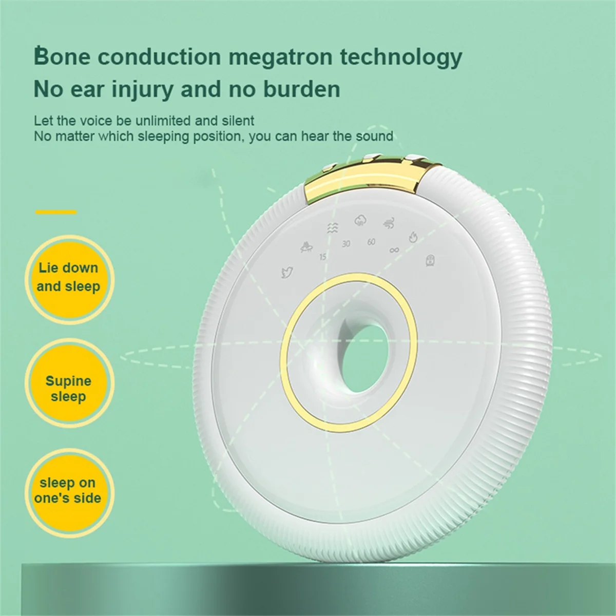 

SLQZT Sound Box Bone Conduction Wireless Bluetooth Speaker Stereo Bass Under Pillow White Noise Improve Sleep Use Black