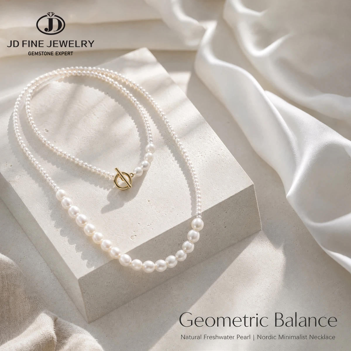 Natural White Freshwater Pearl Double Layer Necklace Stainless Steel Pearl Jewelry Beaded Necklace Fashion Gift for Women Men