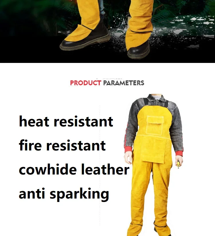 Cowhide Welder Apron Heat Insulation Protective Overalls Wear-Resistant Fire-Proof Safety Heavy Duty Leather Welding Apron Suits