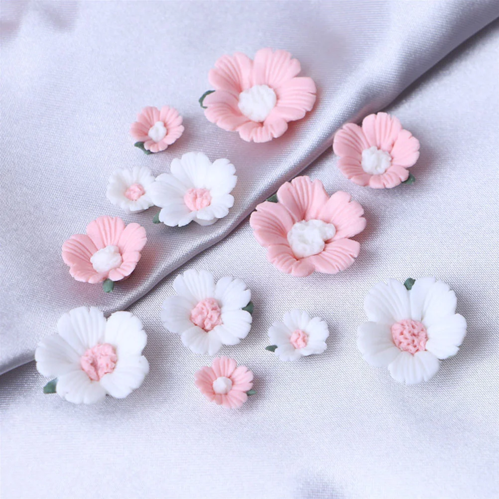 Ceramic Mini Cherry Blossom Charms, Fazer Brincos, Ornamento, Decoração Retro, Vintage, 12 Pcs