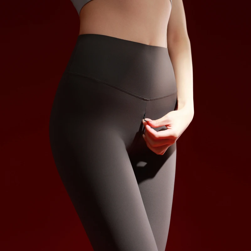 

Invisible Zipper Sports Yoga Pants Women's Pilates Fitn 2025 New Outerwear arkskin Pants High Waist Nine Points Casual