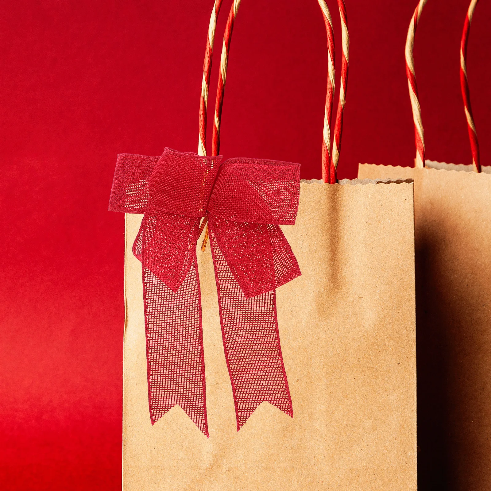 

4Pcs Large Linen Bows Ribbon for Present Wrapping Holiday Wedding Party Rustic Fabric Bowknot Unique Gift Decoration