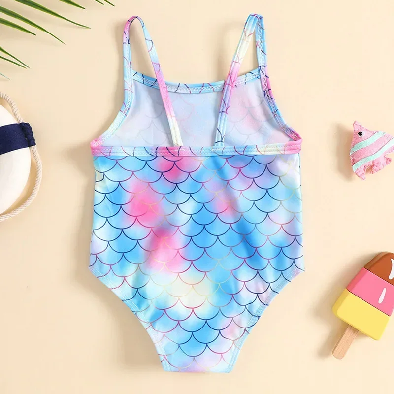 

New 2024 One-Piece Swimsuit Girls Print Quick Drying Baby Swimming Clothing Sleeveless Suspender Beach Swimwear for Children