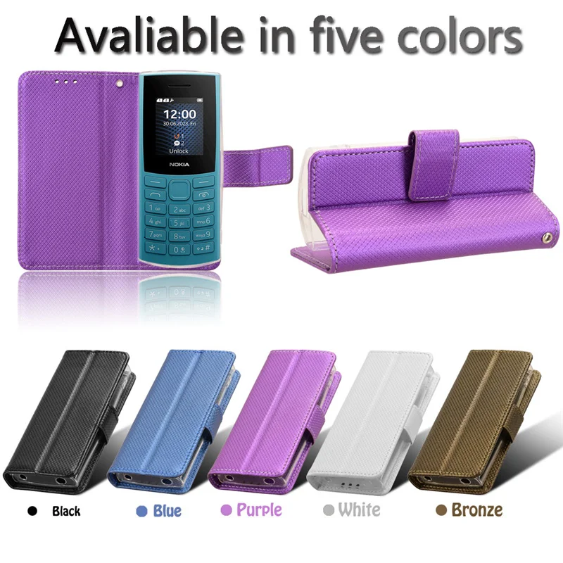 Fit in Nokia 105 4G 2023 Diamond Pattern Luxury skin PU Leather Strap Suitable for Nokia 105 4G Nokia 105 2G 2023 leather case