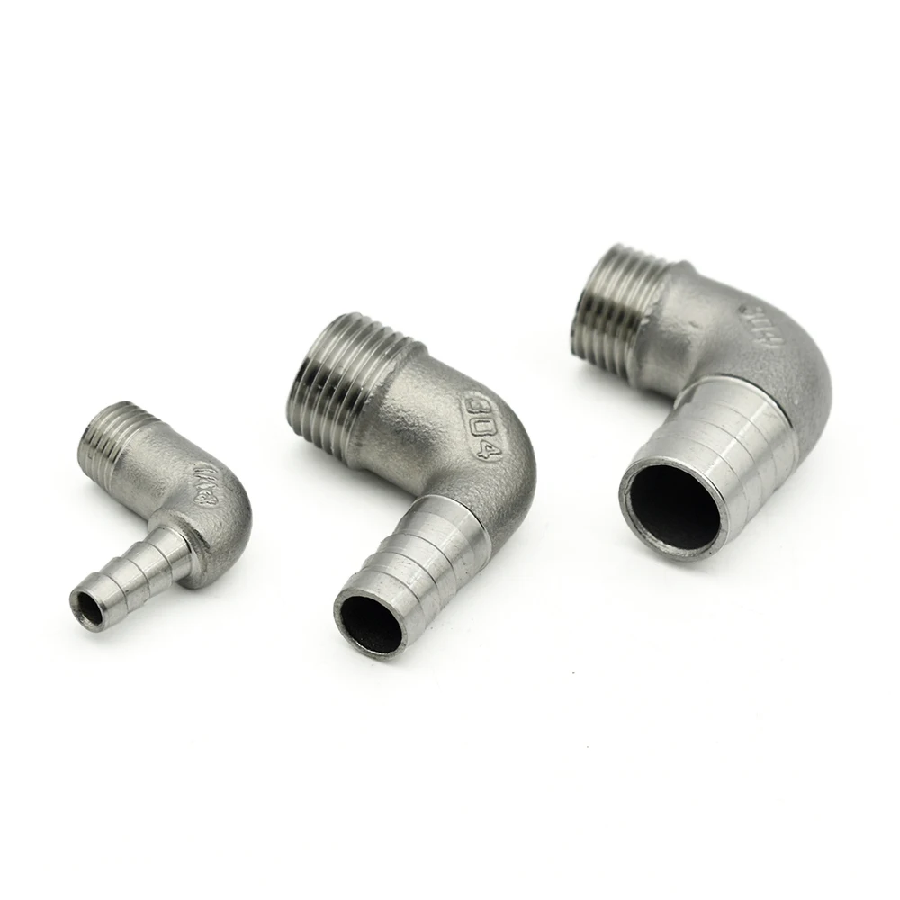 BSPT-Schlauchtülle aus Edelstahl 304, Winkelstück 90 ° Korrosionsbeständig für 1/8"-1" 6-50mm Industrie-Sanitär-Homebrew-Stecker – Detail 2