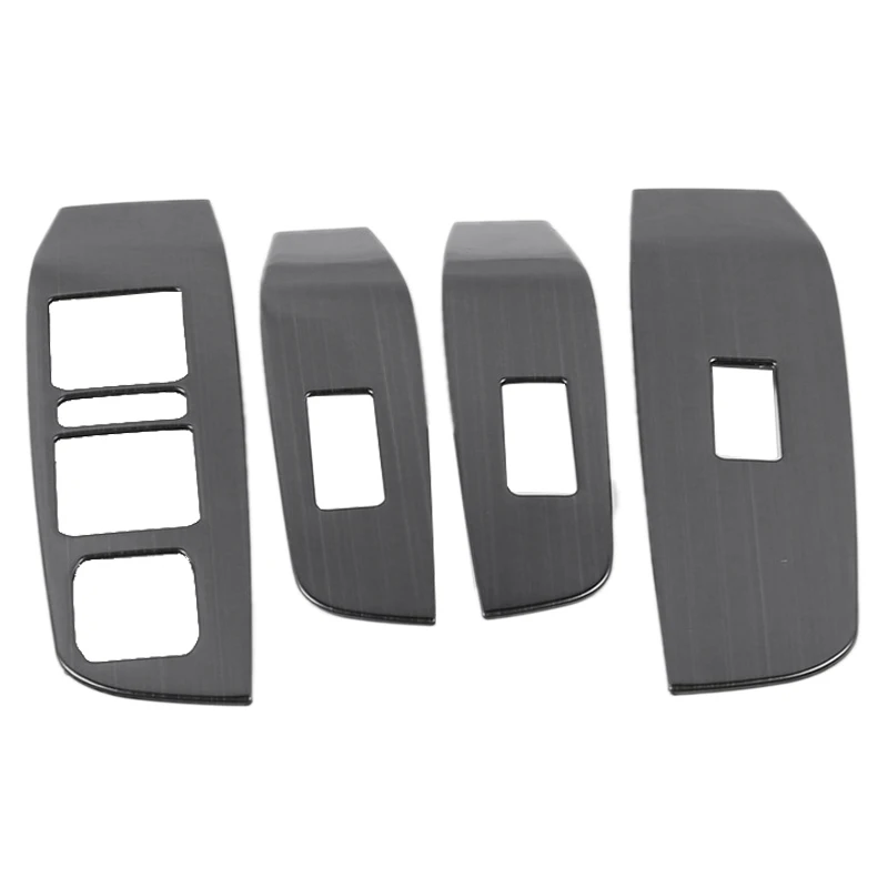 4Pcs Black for Haval F7 F7X Interior Door Armrest Window Lift Switch Panel Cover Trim Stainless Steel Decoration -L94A