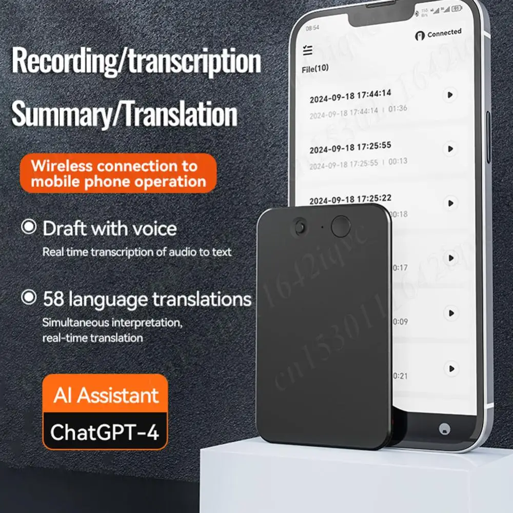 New AI ChatGPT-4 Intelligent Voice Recorder 8-128GB AI-Powered Voice Recorder Transcribe Summarize Language Translation Device