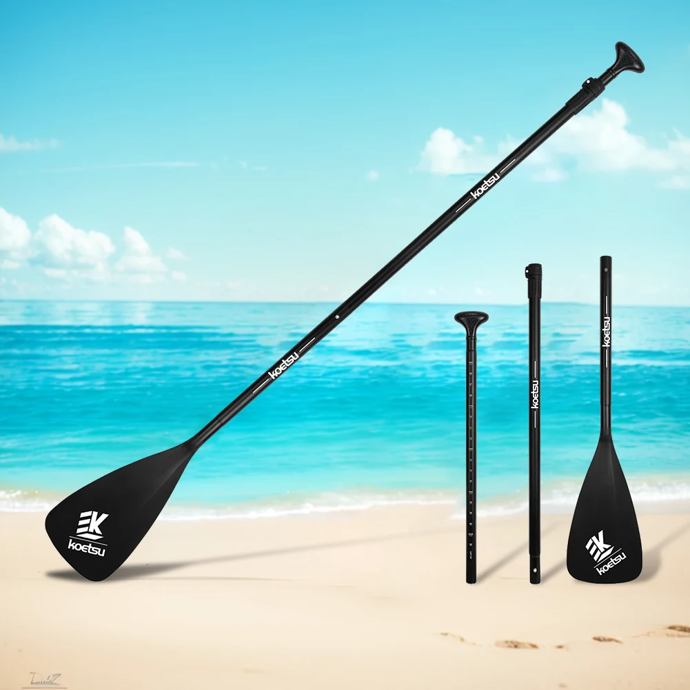 3-Piece Kayak Boat Paddle Adjustable Length Detachable SUP Paddle Aluminum Alloy Single Head Paddle for Outdoor Water Sports