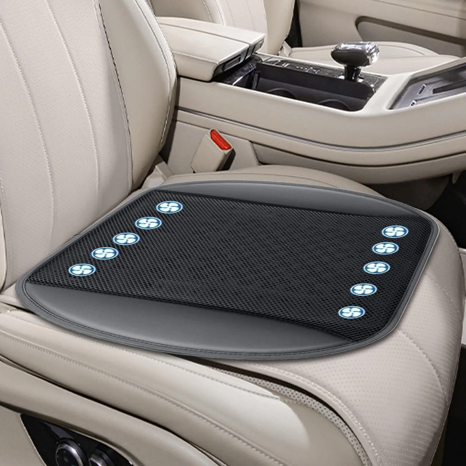 Seat Cushion For Car Air-Circulation Breathable Summer Mat Summer Fan Blowing Car Seat Pad For Road Trips Commuting Family