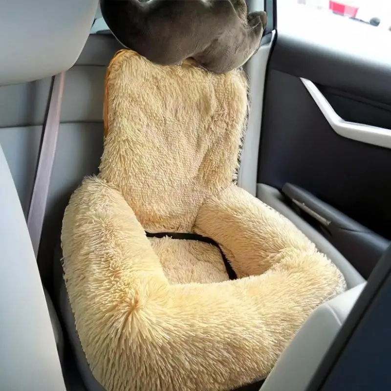 Dogs Traveling Bed Car Back Seat Kennel Plush Pet Mat Car Interior Accessories Booster Car Seat Soft Puppy Car Seat Non-slip