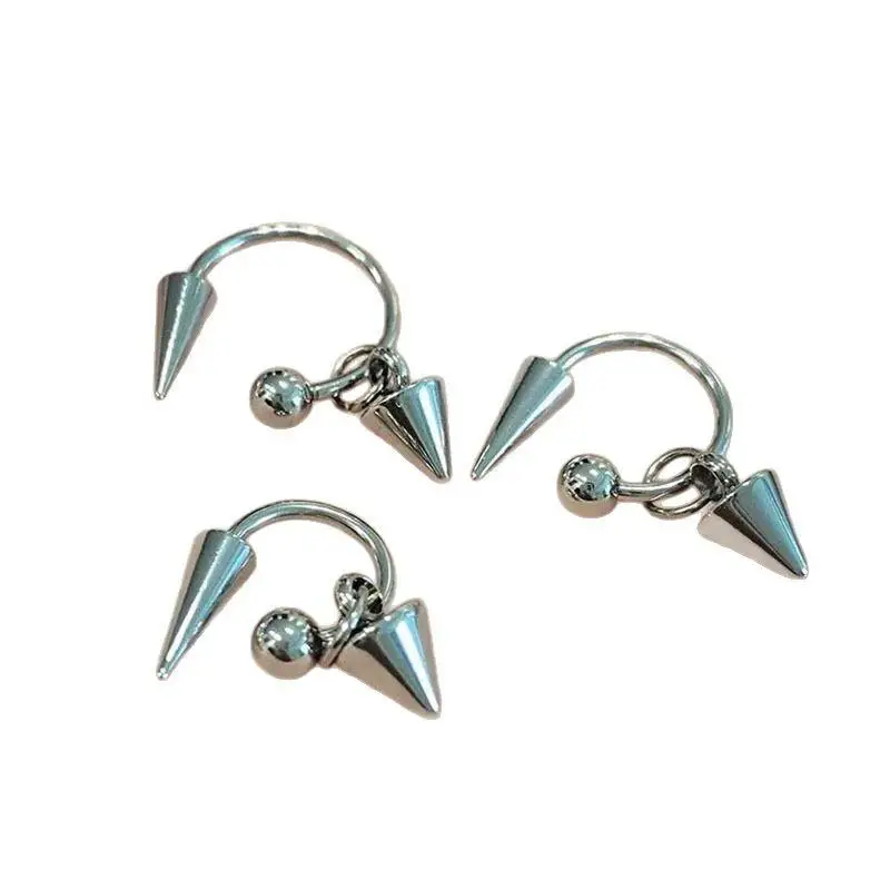 「Gothic Stainless Steel Barbell Spike Drop Stud Earring Rivet Curved Cartilage Piercing Earrings For Women Y2K Party Jewelry」 view 6