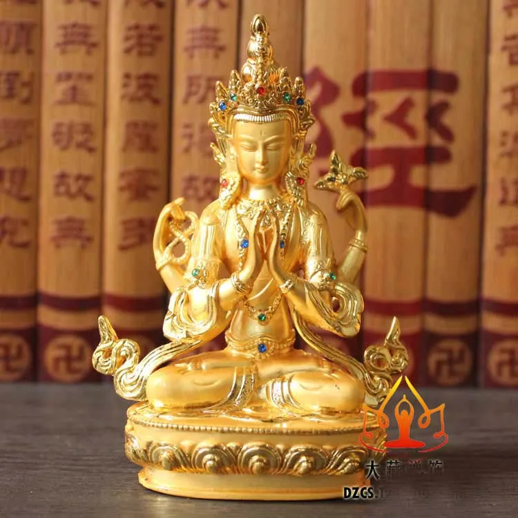 11CM # HOME OFFICE patron saint -efficacious Talisman House Tibetan Buddhism gilding brass Buddha statue Decoration