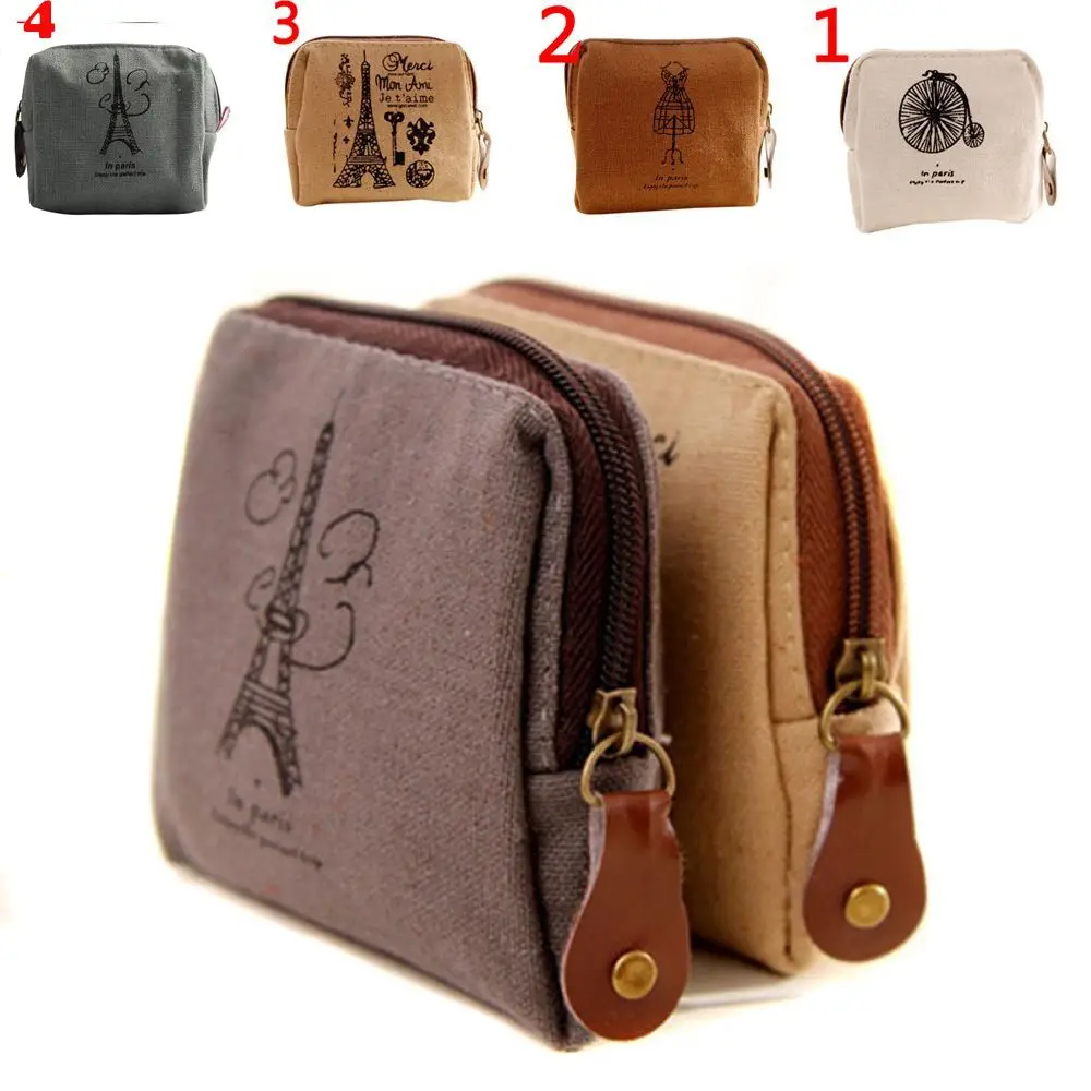 Geschenk Mini Leinwand Geldbörse Reiß verschluss Brieftasche Beutel halter Münz tasche