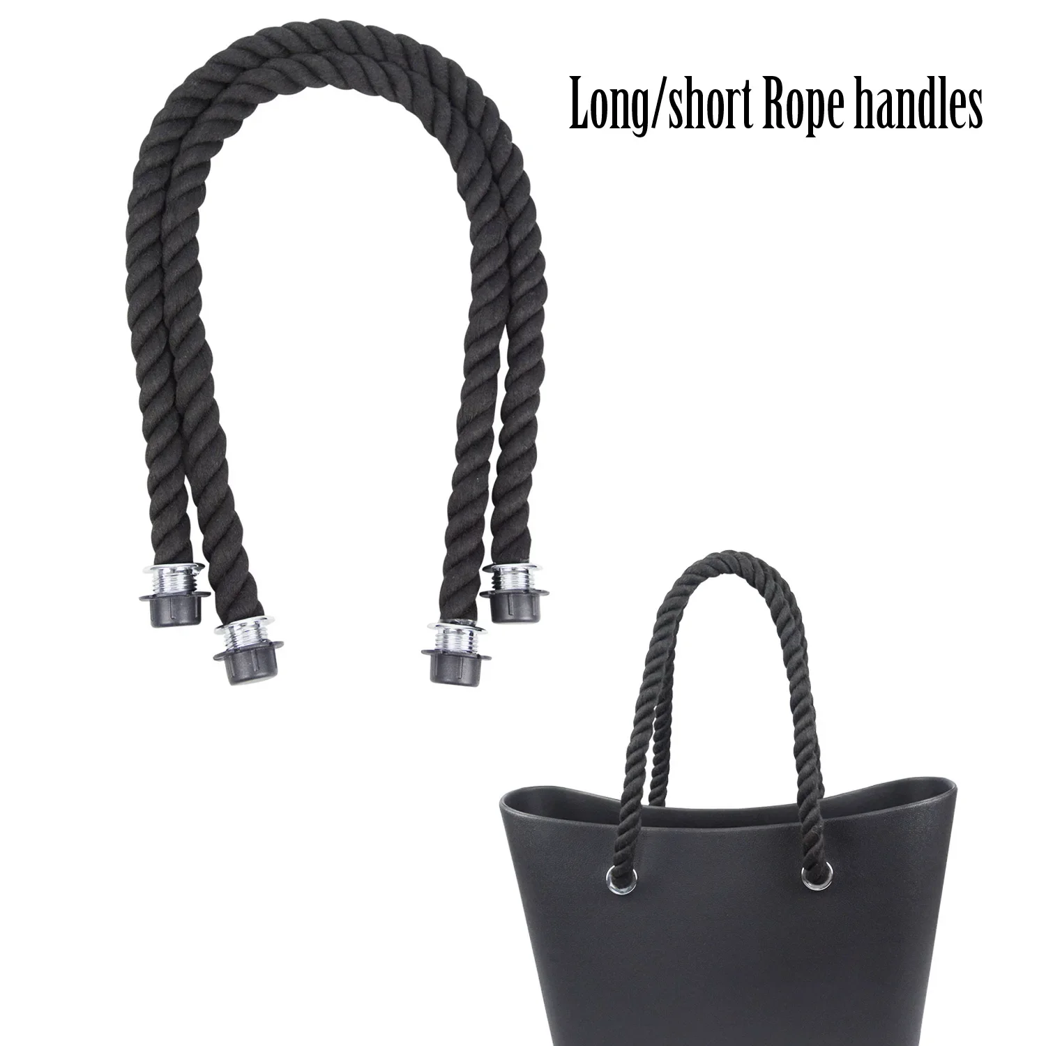 New 1 Pair Long Short Black Natural Hemp Rope Handle for O bag Obag Women Classic Mini EVA Bag