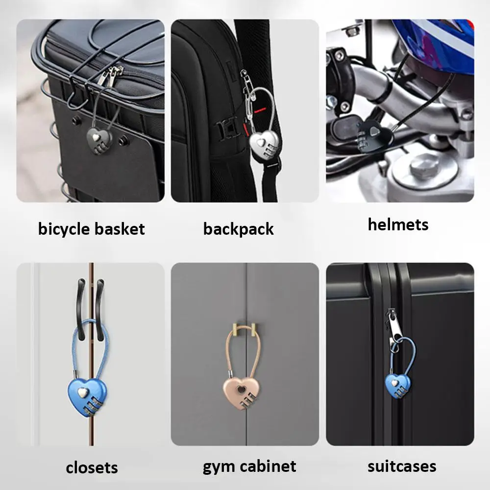 Heart Shaped 3 Digit Password Lock Luggage Travel Suitcase Locker Case Supply Code Drawers Padlock Security Tool Accessories