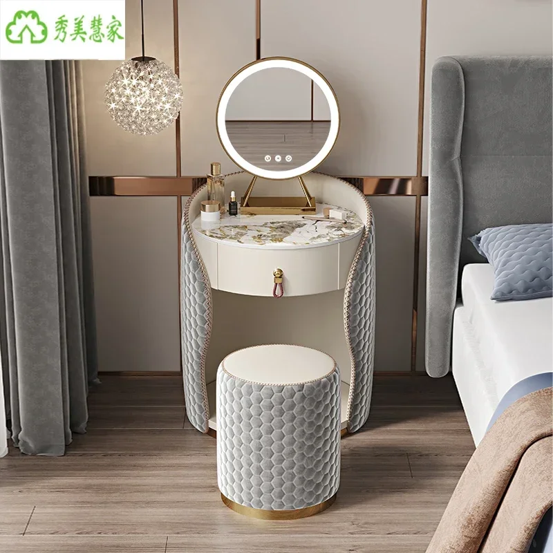 Nordic Dressing Table Bedroom Modern Simple round Personality Small Light Luxury Mini Princess Internet Celebrity  Makeup Table