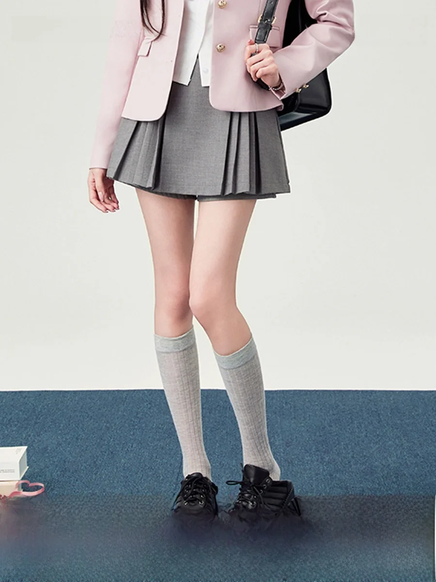 Mrs. Flower Bell Japanese Style JK Leg Socks  Color Thickened Summer Thin Women's Mid-Calf Versatile Shoes Socks