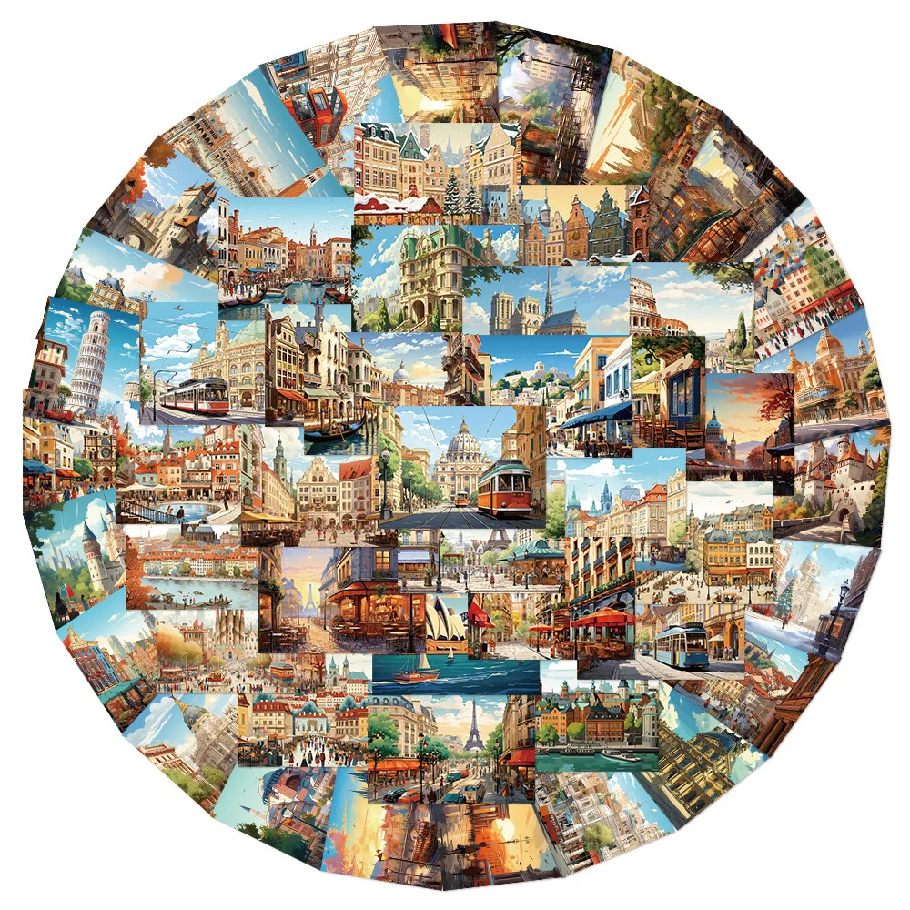 

10/50pcs Cute European Famous Building Landscape Stickers Aesthetic For Travel Luggage Laptop Guitar Waterproof Graffiti Decals