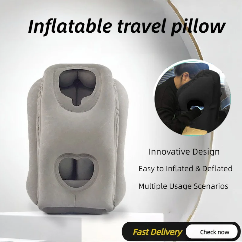 

Inflatable Travel Pillow Portable Cushion Headrest Nap Chin Neck Support for Outdoor Long Trip Airplane Train Office Home Use