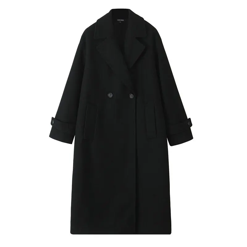 

Women's Soft Loose Long Sve Collar Coat Medium Length Outerwear Autumn Winter New Arrival Faion Commute Sle 30299
