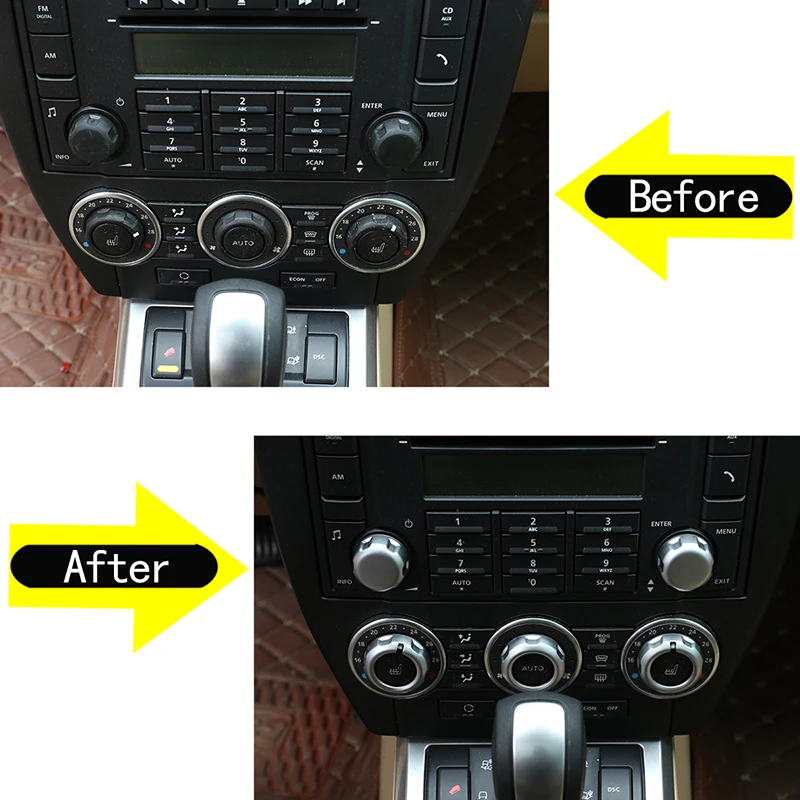 

For 2007-2012 Land Rover Freelander 2 ABS silver car styling volume air conditioning knob cover sticker car interior accessories