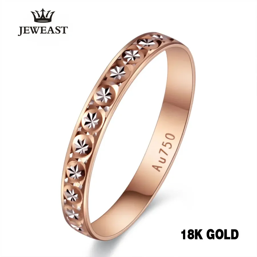 

18k Pure Gold Ring Women Rose Engagement Wedding Bands Jewelry Carved Design Real Solid 750 Party Trendy 2023 New Hot Good