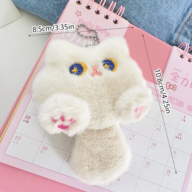 Cute Long Tail Cat Keychain Plush Doll Toys Cartoon Kitten Soft Stuffed Animal Keyring Backpack Charms Bag Pendant Decor Gifts