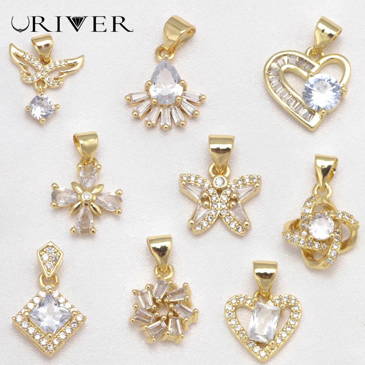 

LJRIVER 6 Pcs Heart Butterfly Charms for Jewelry Making DIY Handmade Necklace Jewelry Brass Pendants Jewelry Materials Wholesale