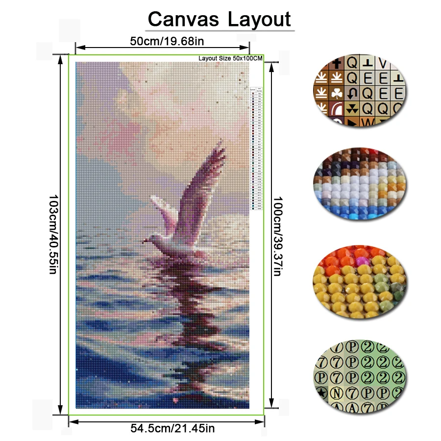 Diy Diamond Embroidery Seagull Picture Large Size Diamonds Painting Full Drill Sea Bird Abstract Mosaic Cross Stitch Kits