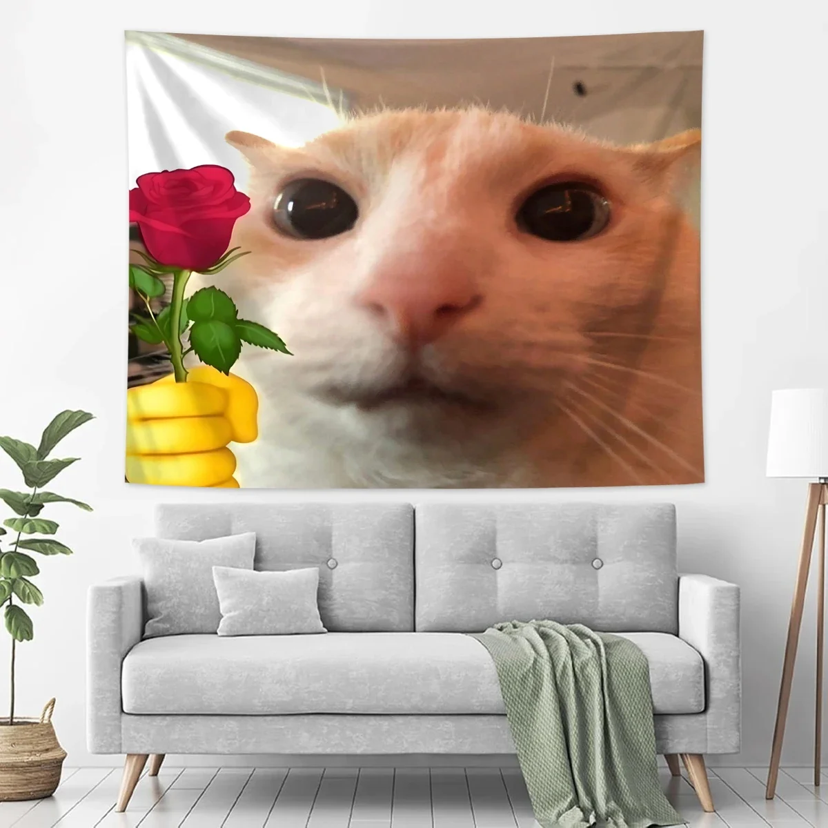 Tapestry Cute Cat Meme Printed Funny Animal Bedroom Dorm Decoration Wall Hanging Sofa Blanket Room Decor Aesthetic Kawaii Room