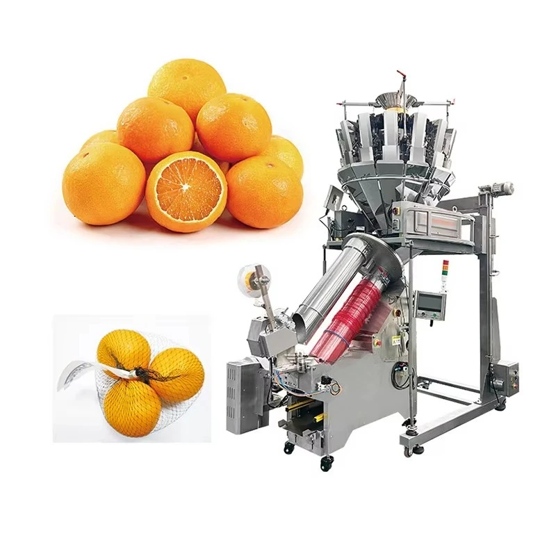 10-Head multi-head scale potato and onion mesh bag packaging machine with label label fruit combination scale production line