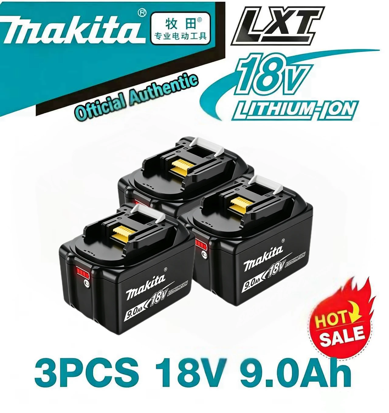 Makita 18V LXT Li-ion Battery BL1850B BL1860B BL1890B, 5.0Ah/6.0Ah/9.0Ah High Capacity, LED Indicator, Multi-protection for 18V