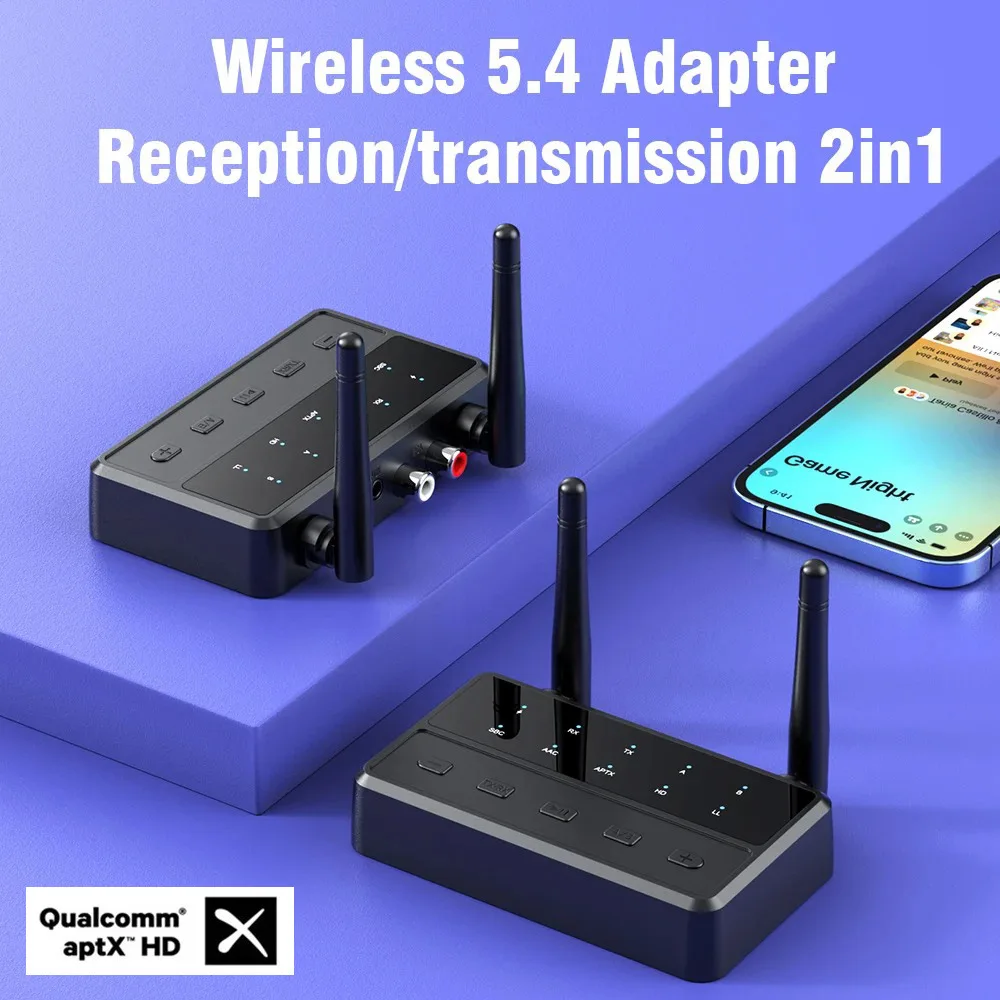 Desktop aptX-Adaptive AD/HD/LL AAC 2 in 1 Bluetooth Audio Transmitter Receiver 3.5MM AUX RCA Stereo HiFi Music Wireless Adapter