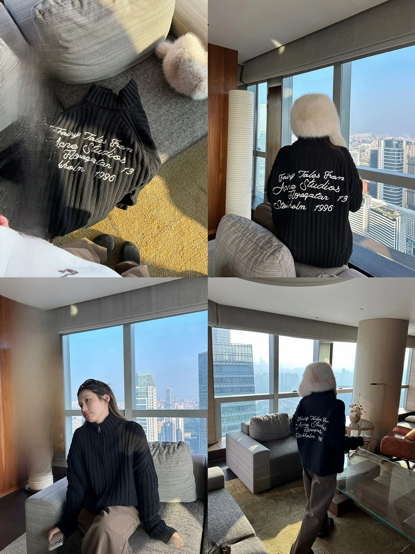 

Женский кардиган NingSi Bla с высоким воротником, на молнии, с вышивкой, свободного кроя, повседневный, с длинными рукавами, осенне-зимняя верхняя одежда