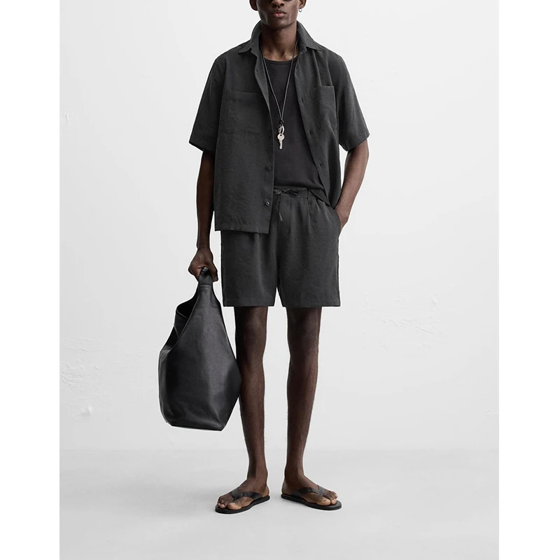 

Men's Faion Summer ort Sve irt with ket Decoration Slim Fit Straight Leg Casual orts Youth Sle Casual Outfit