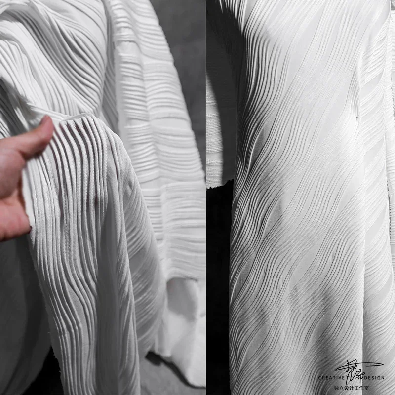 

Эластичная ткань с трехмерными полосками, дизайнерская оригинальная креативная модная ткань для женской одежды, шитье своими руками