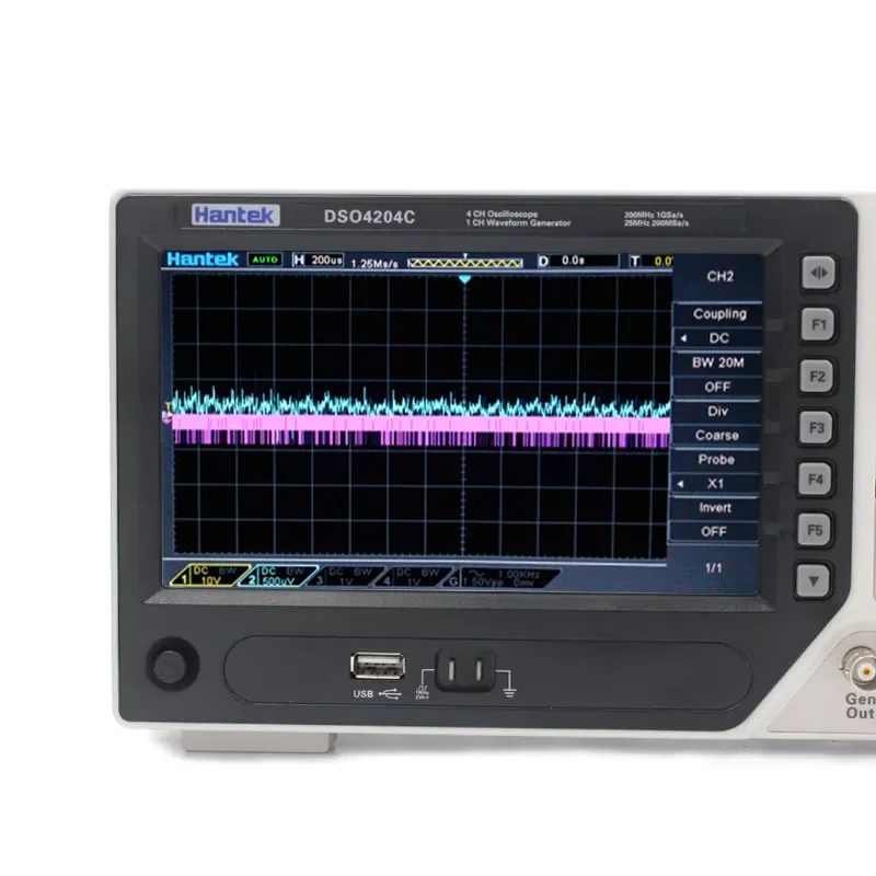 Hantek DSO4204C 4 Channels 200Mhz 1GSa/s Digital Oscilloscope Waveform Generator